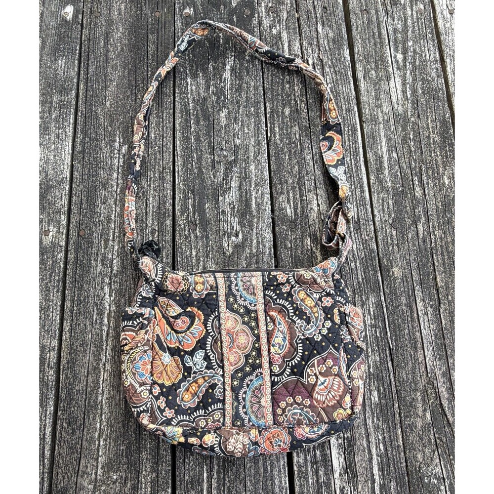 Vera Bradley Kensington Black Paisley Quilted Crossbody Shoulder Bag Purse